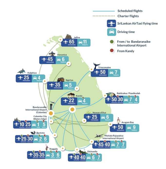 Карта полетов самолетов по Шри-Ланке